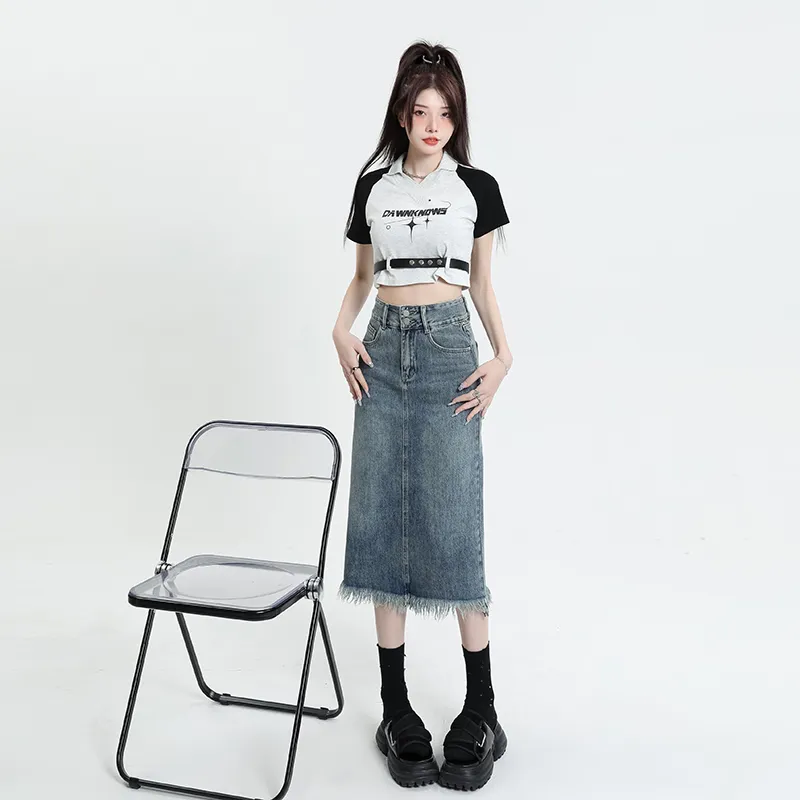 ORIGIN 2025 Summer Denim Long Skirt Women's-5