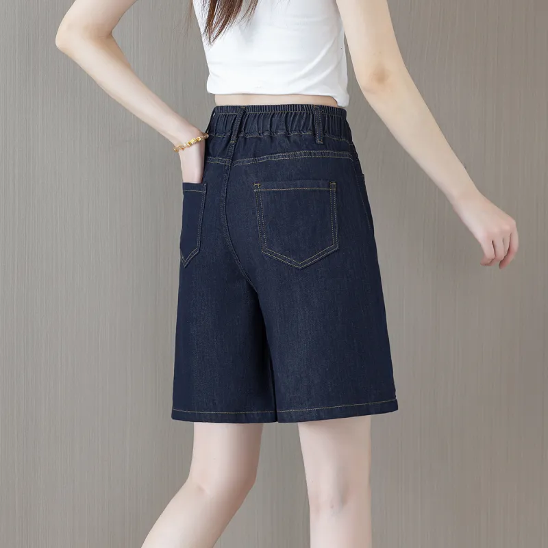 ORIGIN Denim Shorts Women's Denim Blue Five Button-1