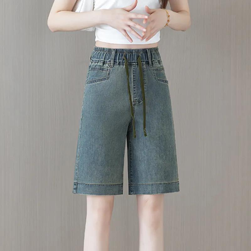 ORIGIN Denim Shorts Women's Vintage Blue Mini Skirt-4