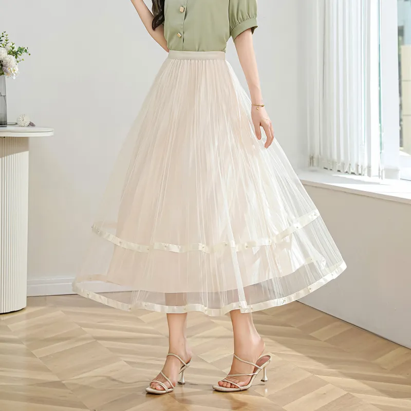 ORIGIN Casual Long Skirts Women's Ecru-1