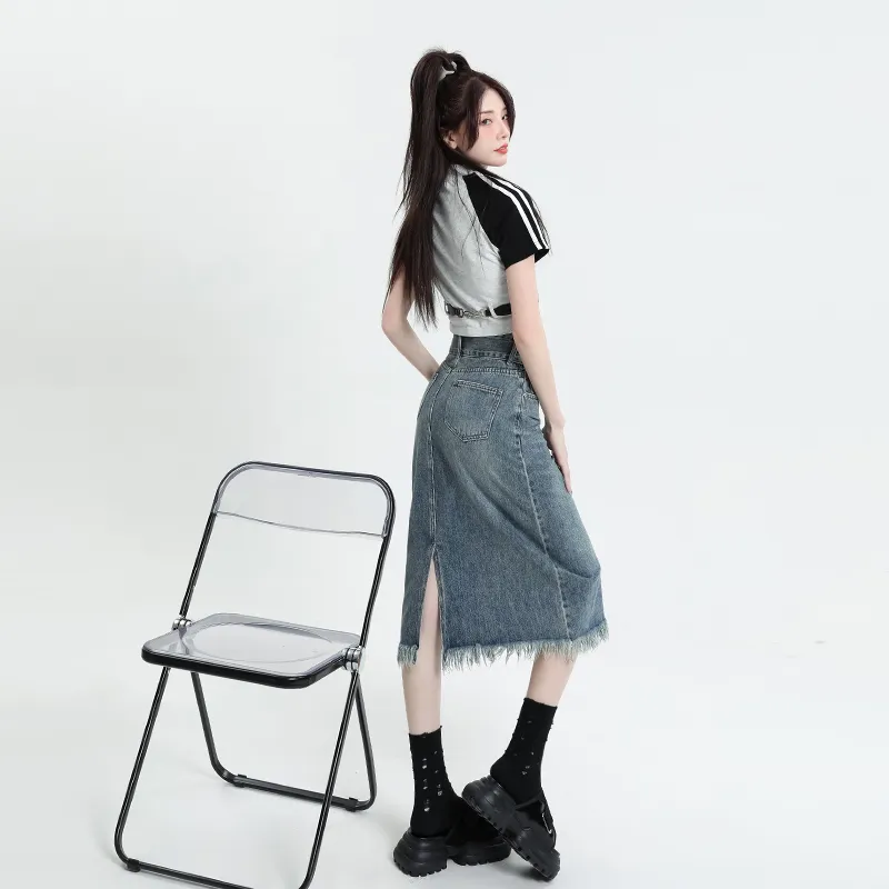 ORIGIN 2025 Summer Denim Long Skirt Women's-6
