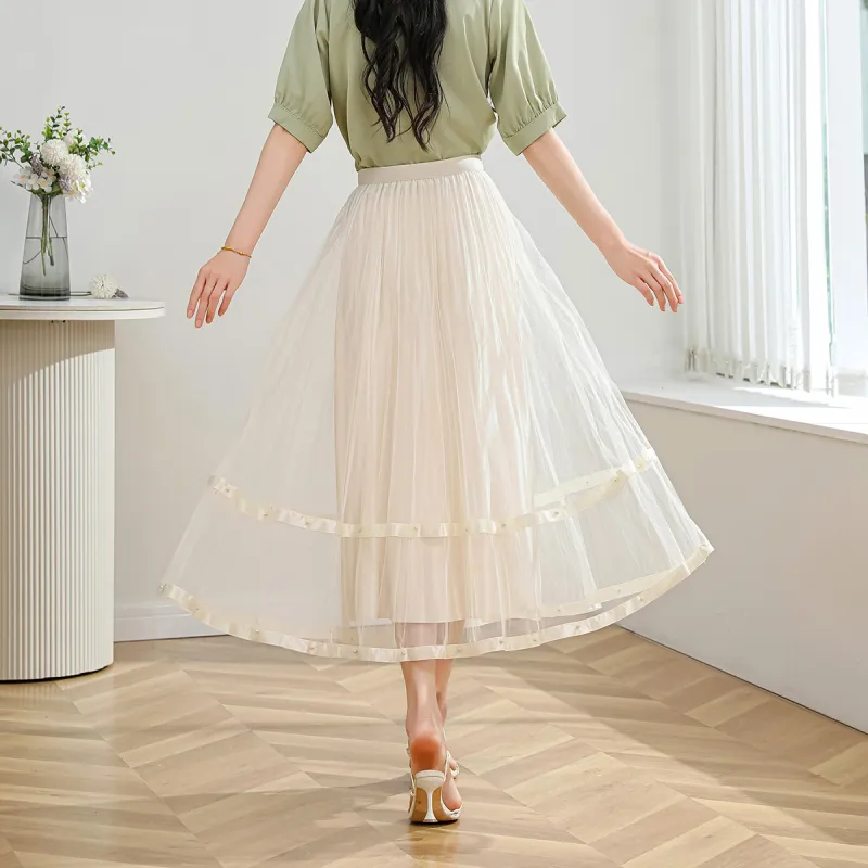 ORIGIN Casual Long Skirts Women's Ecru-3