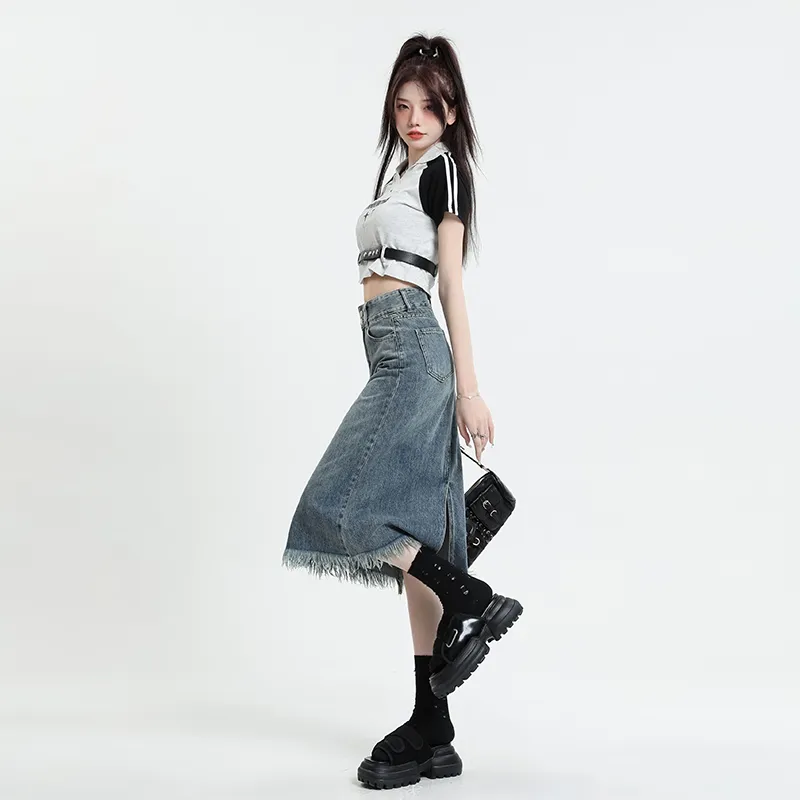 ORIGIN 2025 Summer Denim Long Skirt Women's-3