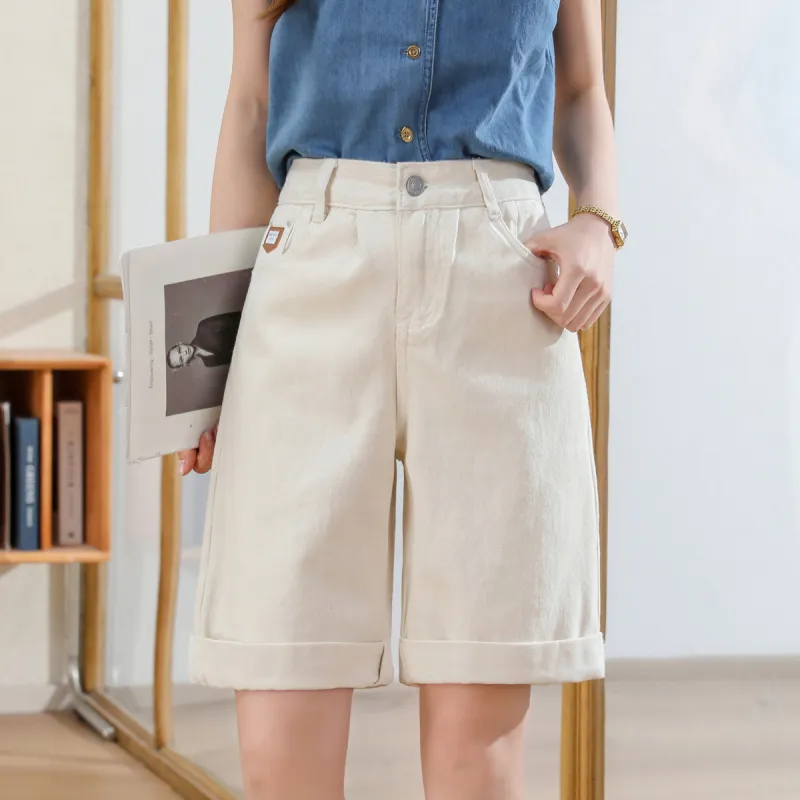 ORIGIN Denim Shorts Women's Beige Apricot-1