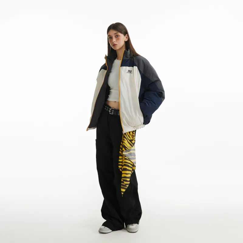 NANDCHN Puffer Jacket Unisex White & Navy Blue-4