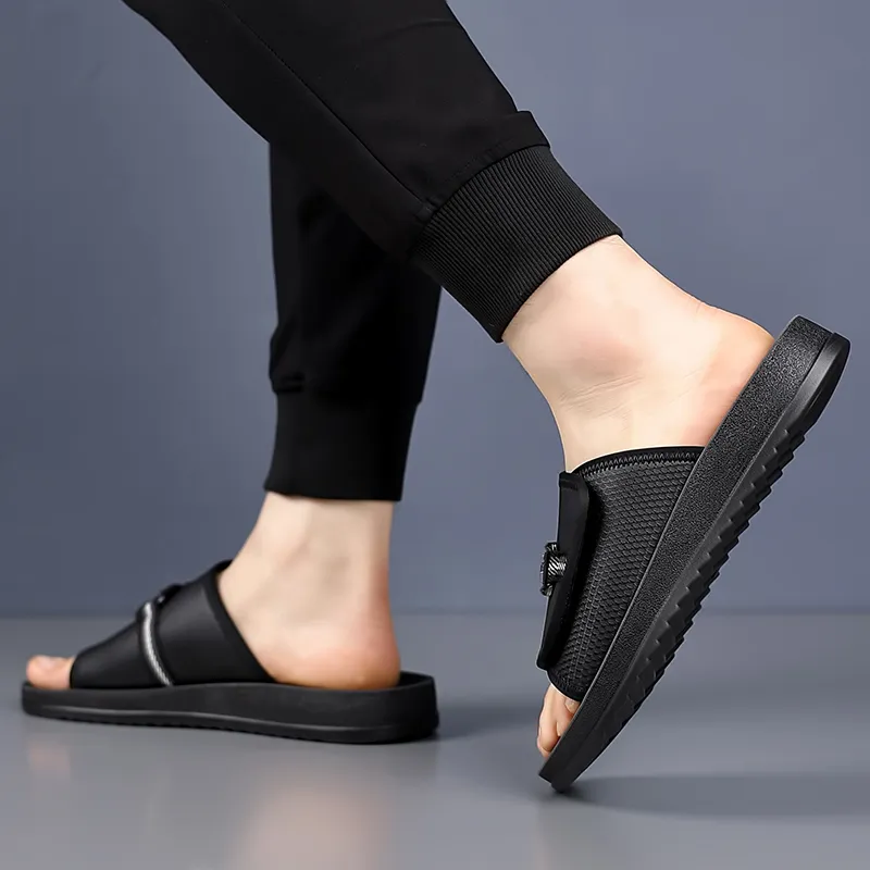 Eminu Quiet Slide Slippers Men's Black-4