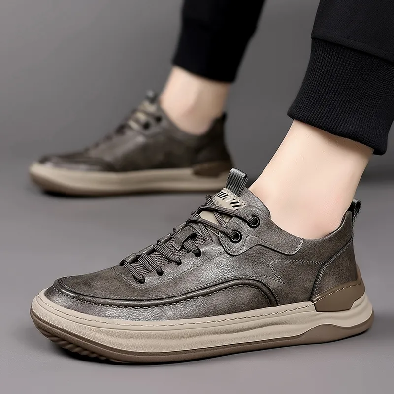 Eminu Skateboard Shoes Men Low Top Gray Khaki/Black-7