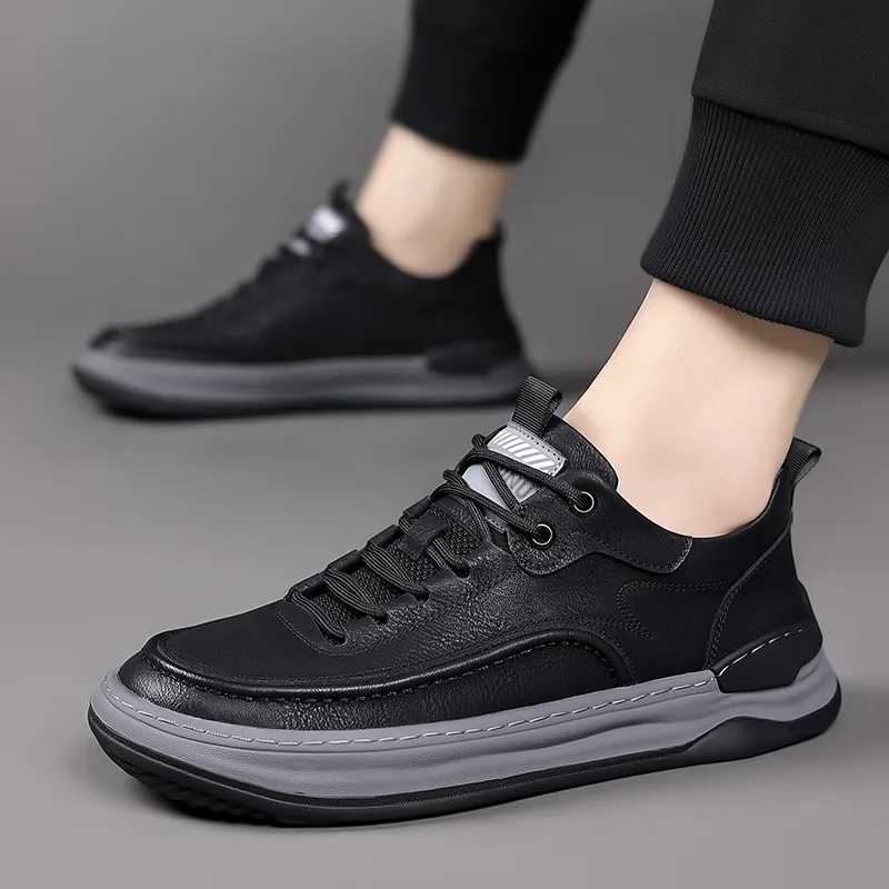 Eminu Skateboard Shoes Men Low Top Gray Khaki/Black-2