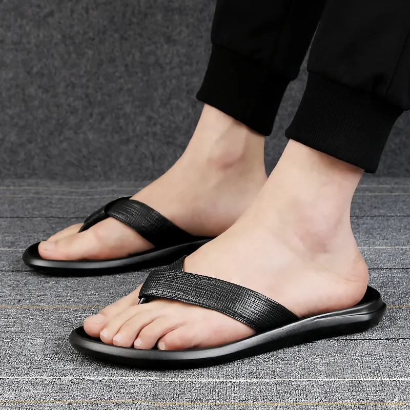 Eminu Slip Resistant Flip Flops Men's Black-5