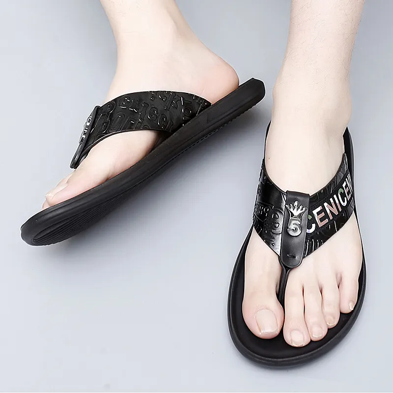 Eminu Quiet Odor Resistant Flip Flops Men's Black-6