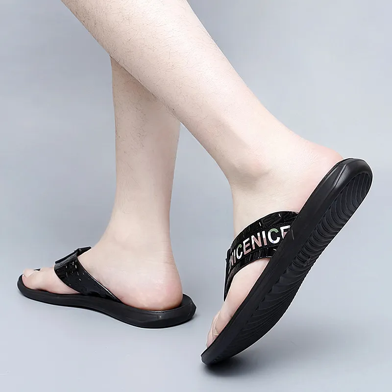 Eminu Quiet Odor Resistant Flip Flops Men's Black-3