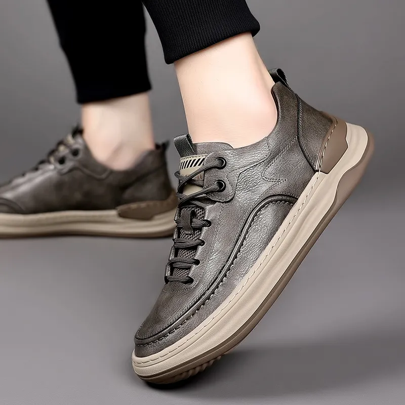 Eminu Skateboard Shoes Men Low Top Gray Khaki/Black-9