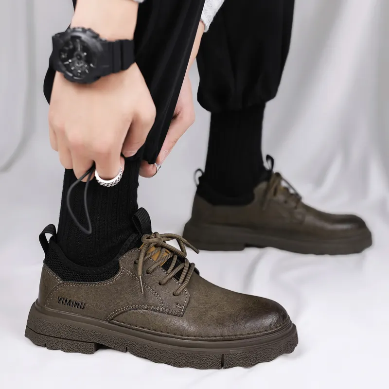 Eminu Work Boots Men Low Top Black/Brown-9