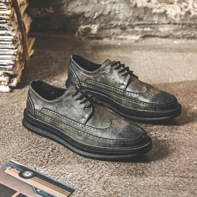 Eminu Dress Shoes Men Low Top Black/White/Dark Gray-9