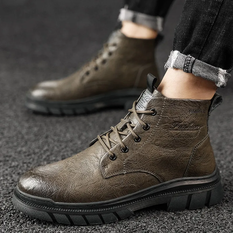 Eminu Martin Boots Men Black, Khaki-17