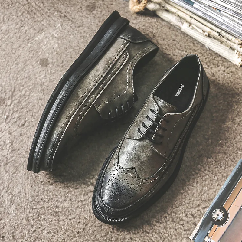 Eminu Dress Shoes Men Low Top Black/White/Dark Gray-11