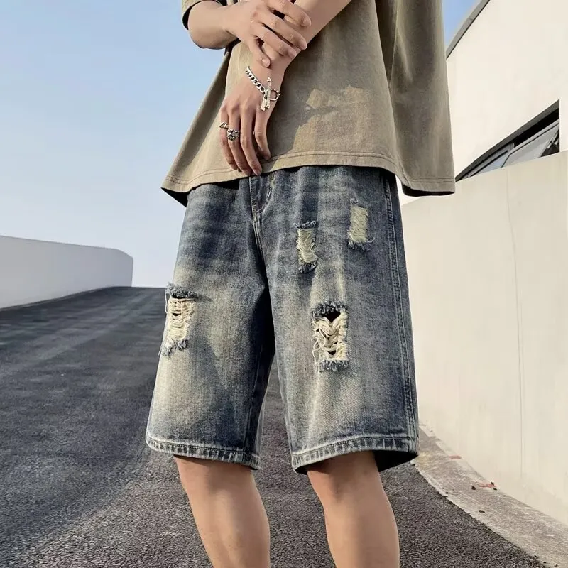 RASHOMONG Denim Shorts Unisex Blue-2