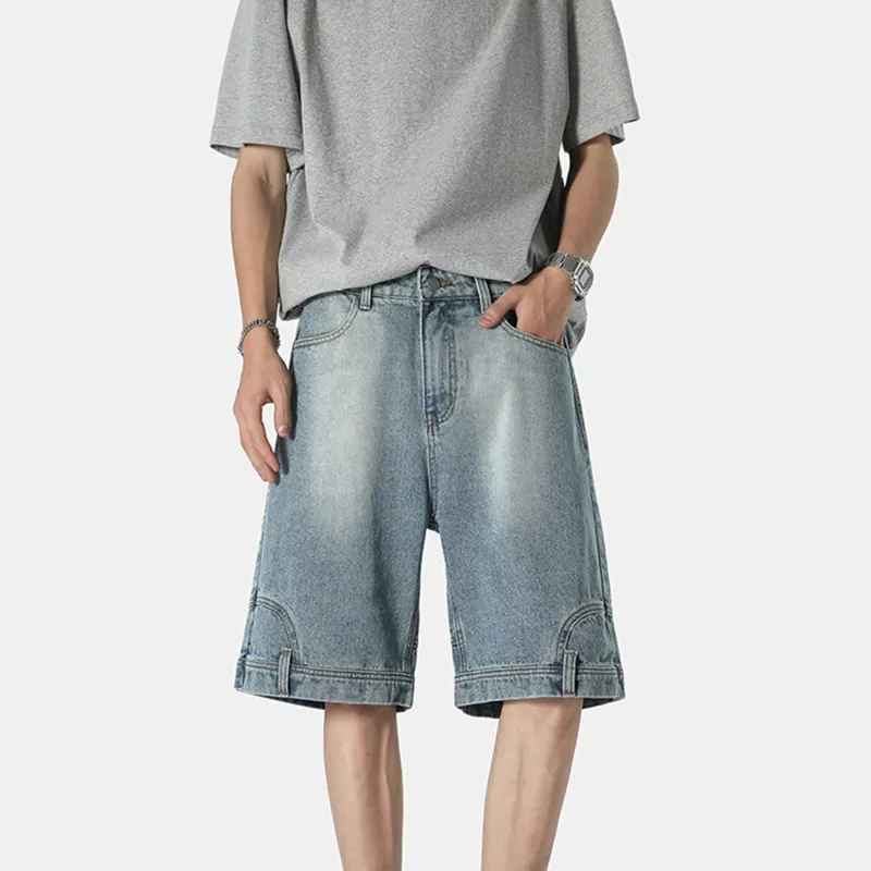 RASHOMONG Denim Shorts Unisex Blue-5