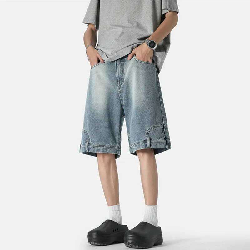 RASHOMONG Denim Shorts Unisex Blue-3
