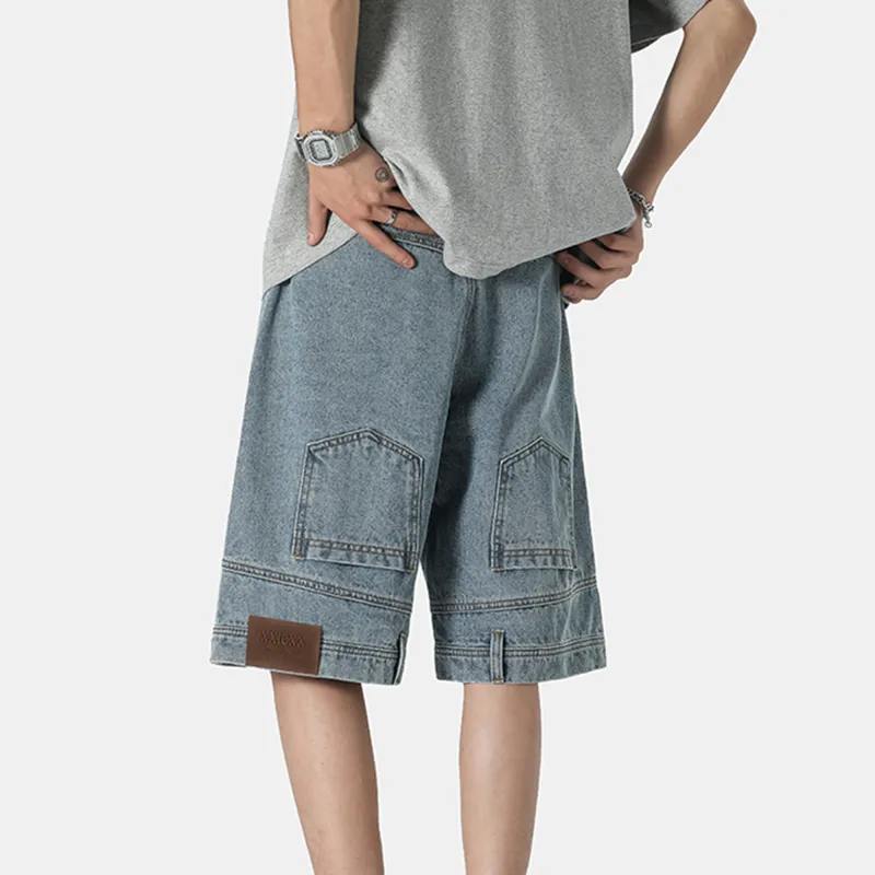 RASHOMONG Denim Shorts Unisex Blue-2