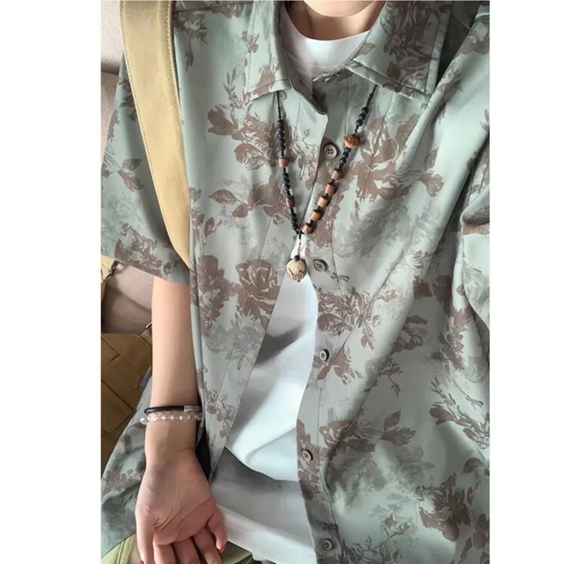 RASHOMONG Shirts Unisex Rose Green-4