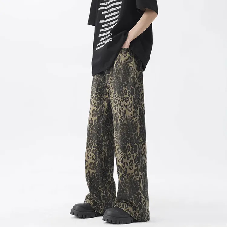 RASHOMONG Jeans Unisex Leopard Print-3