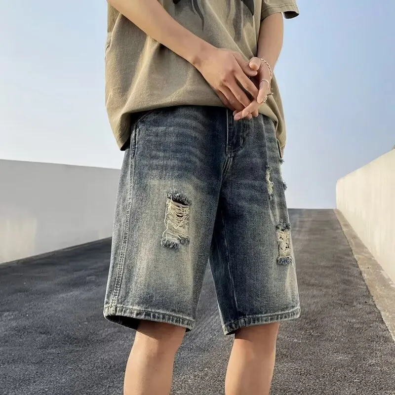 RASHOMONG Denim Shorts Unisex Blue-3