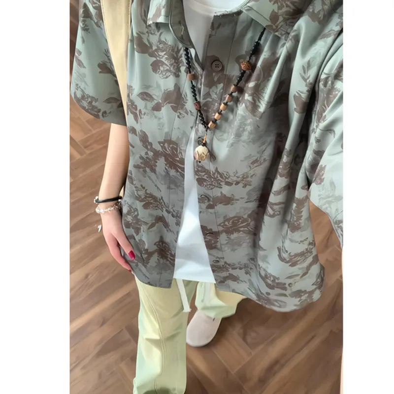 RASHOMONG Shirts Unisex Rose Green-5