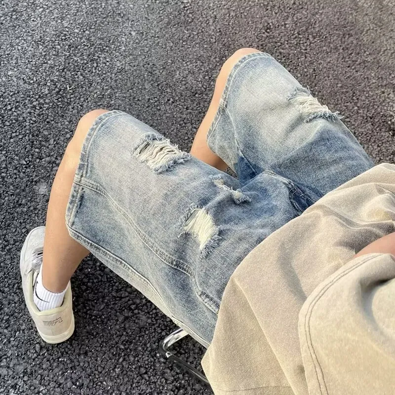RASHOMONG Denim Shorts Unisex Blue-4