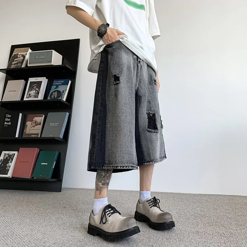 RASHOMONG Denim Shorts Unisex Gray-4