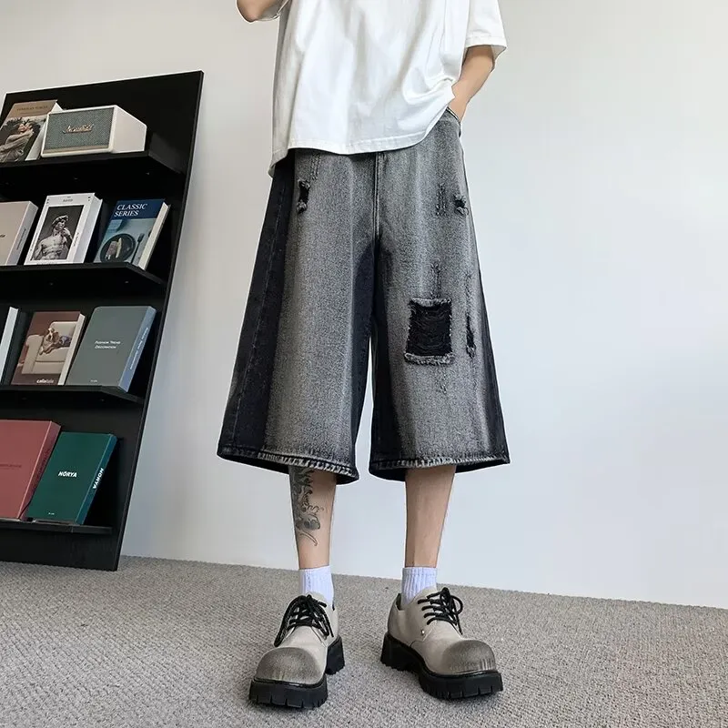 RASHOMONG Denim Shorts Unisex Gray-1
