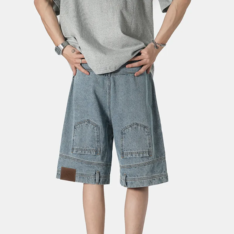 RASHOMONG Denim Shorts Unisex Blue-4