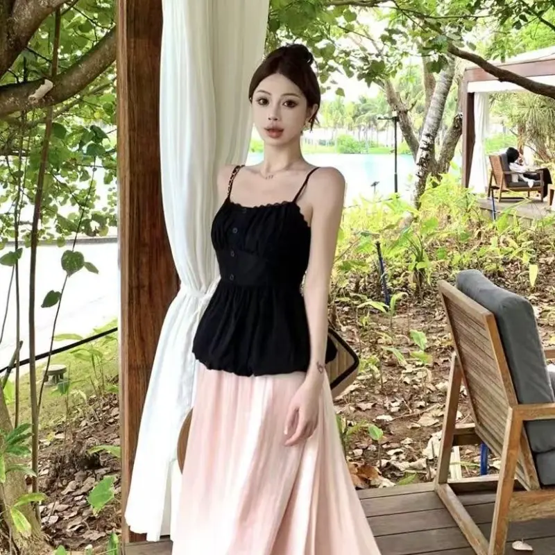 BDGU Skirt Set Women's Black Pink-4