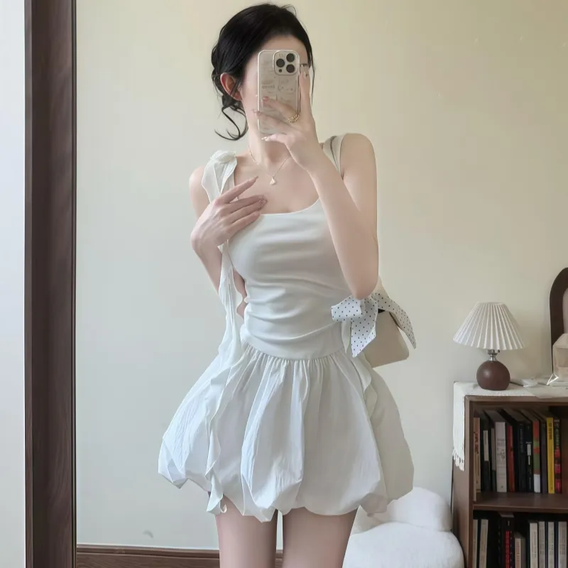 BDGU Sleeveless Dresses Women's White-4