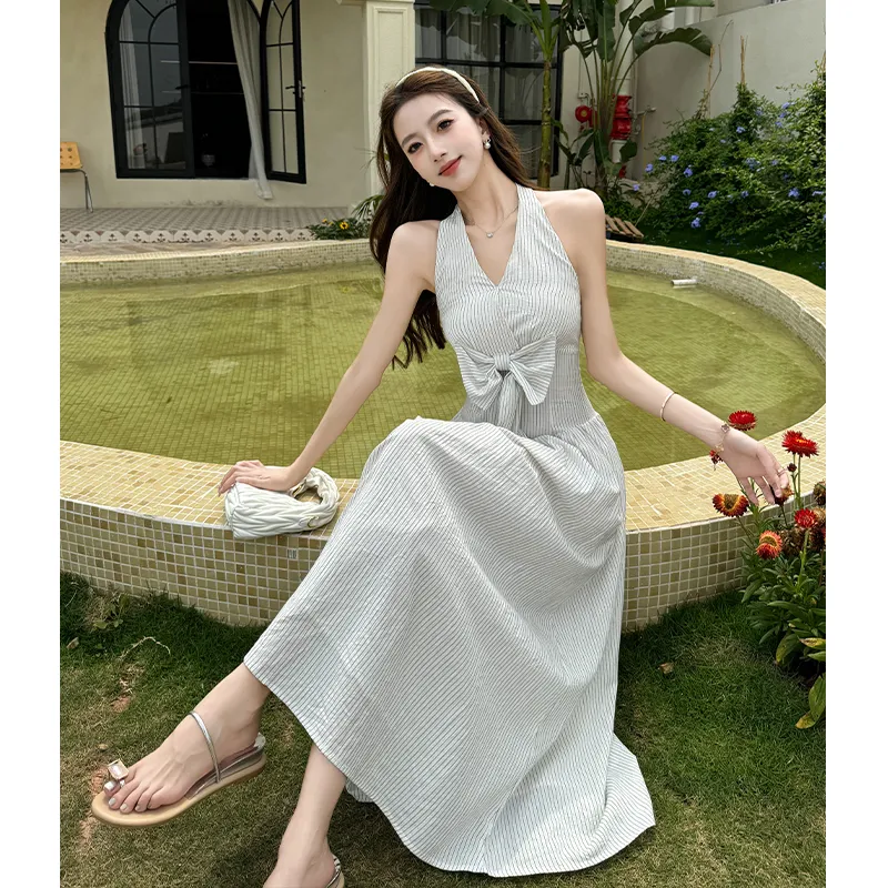 BDGU Sleeveless Dresses Women's White Stripes-2