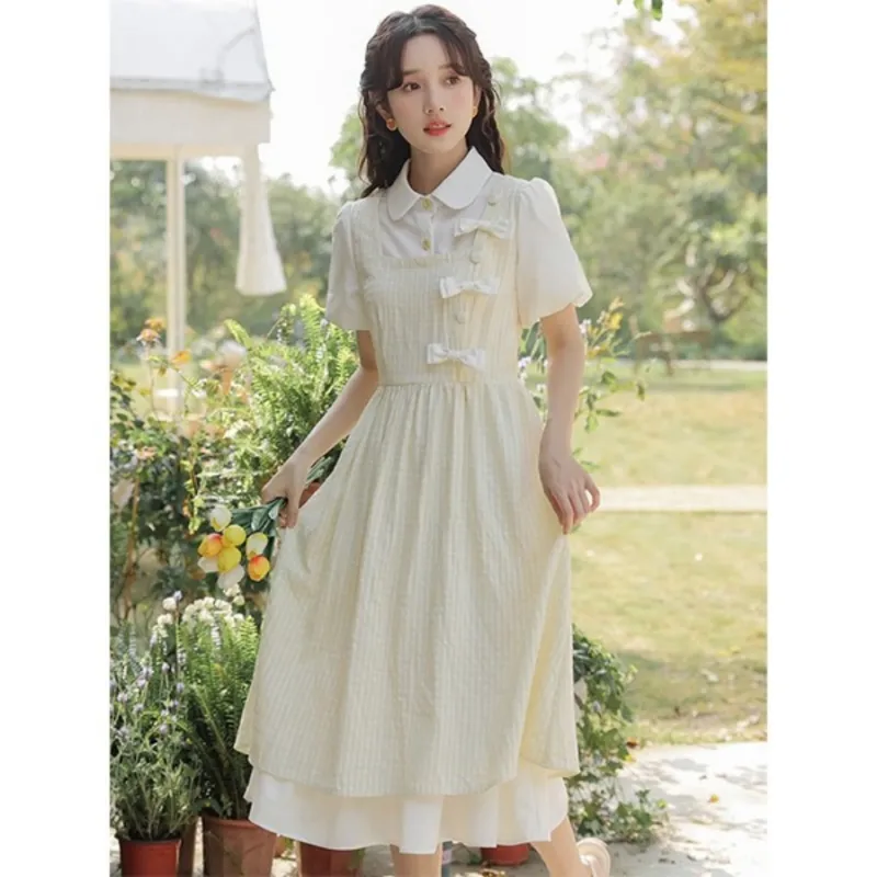 BDGU Short Sleeved Dress Women's Yellow-4