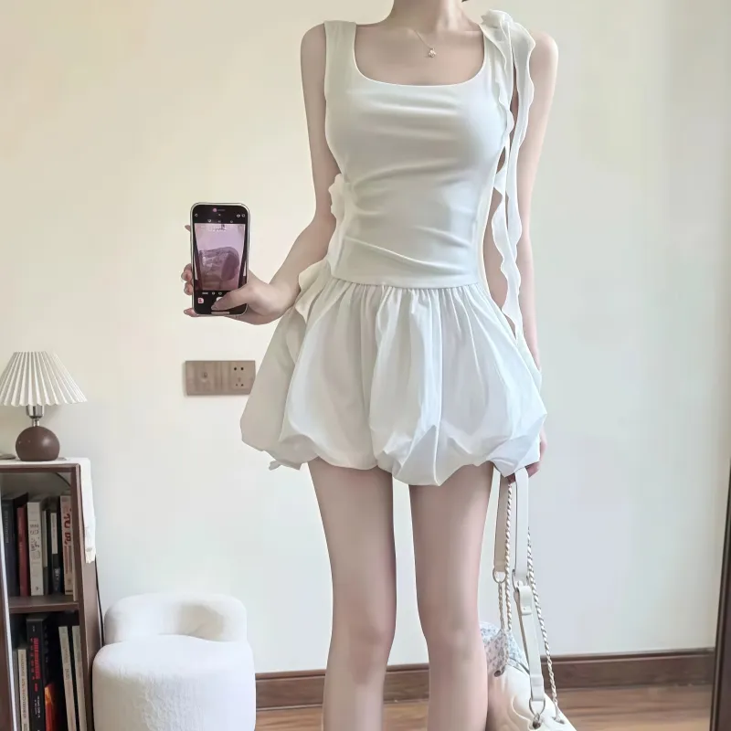 BDGU Sleeveless Dresses Women's White-2