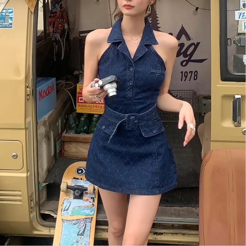 BDGU Sleeveless Dress Women's Blue-3