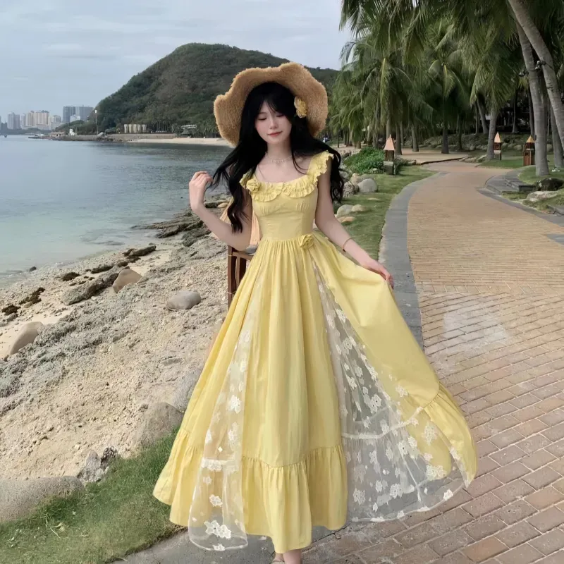 BDGU Short Sleeved Dress Women's Yellow-6