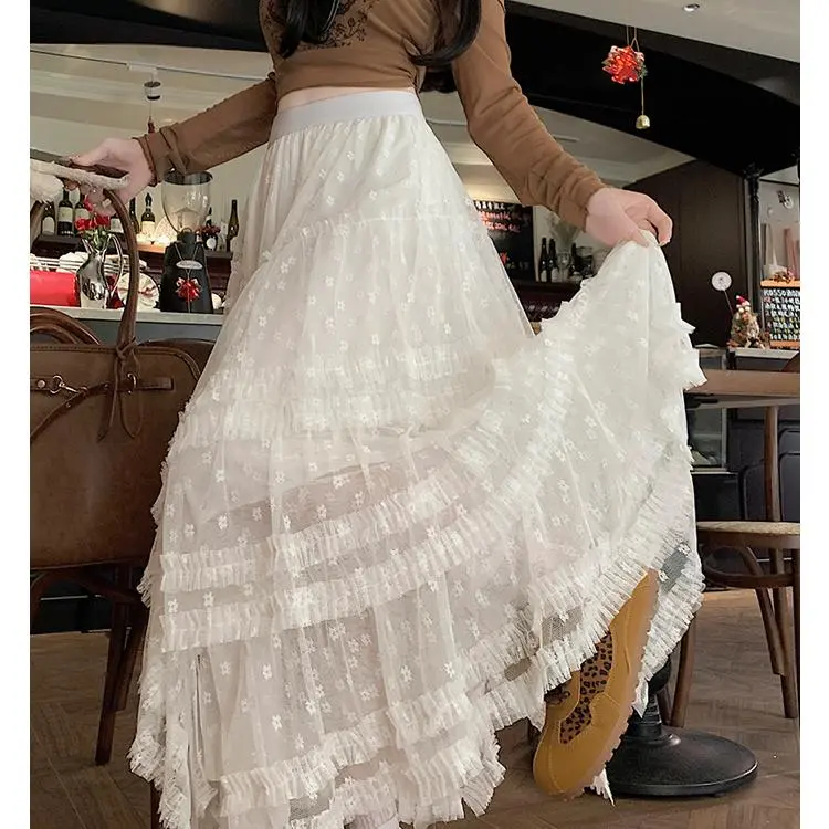 BDGU Casual Long Skirt Women's White-7