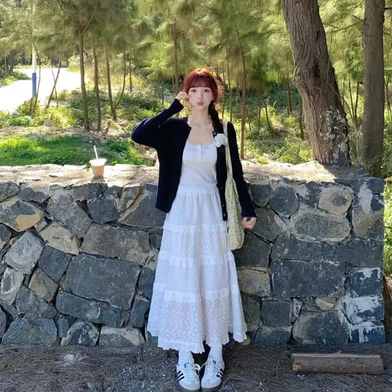 BDGU Casual Long Skirts Women's White-6