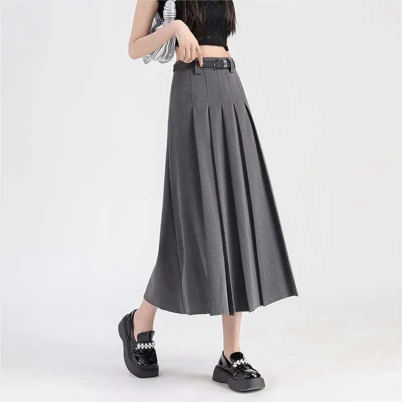 BDGU Casual Long Skirts Women's Gray-3