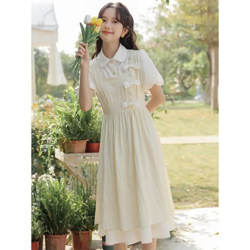BDGU Short Sleeved Dress Women's Yellow-3