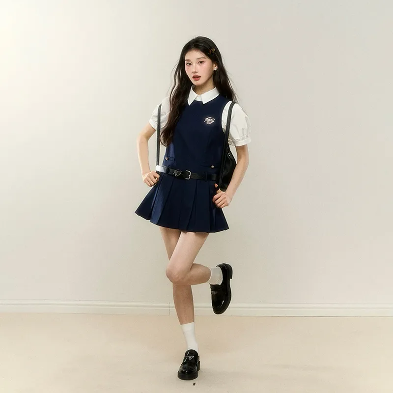 BDGU Skirt Set Women's Navy Blue-3