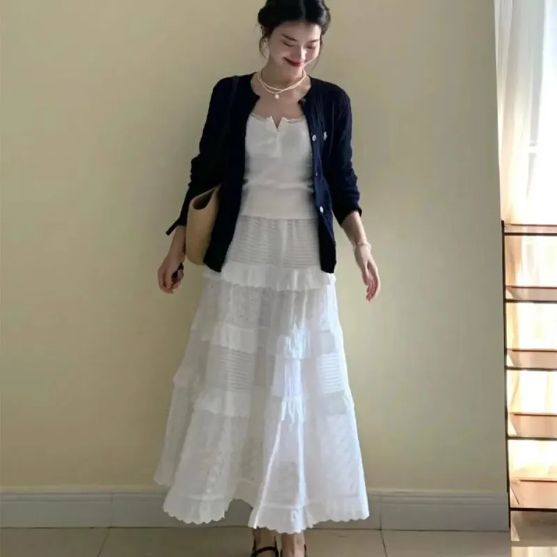 BDGU Casual Long Skirts Women's White-5