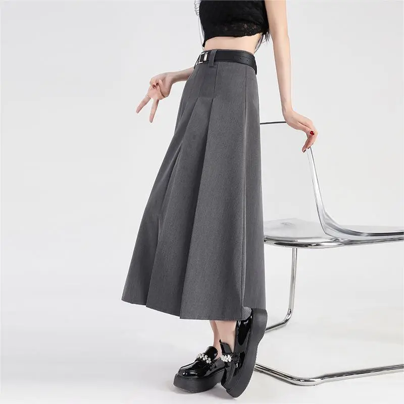 BDGU Casual Long Skirts Women's Gray-2