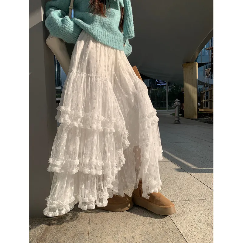 BDGU Casual Long Skirt Women's White-4