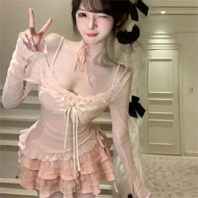 BDGU Long Sleeved Dress Women's Pink-2