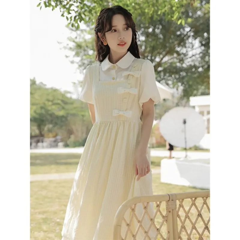 BDGU Short Sleeved Dress Women's Yellow-2