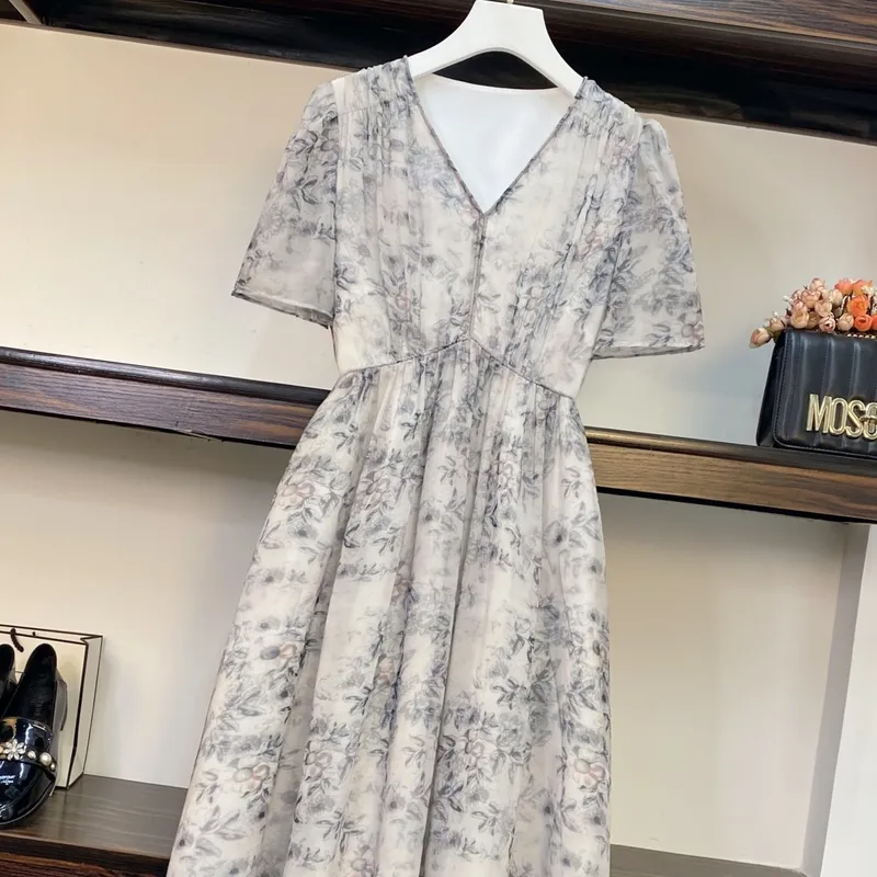 ARIADNAW STUDIO Short Sleeved Dresses Women's Blue Gray-3